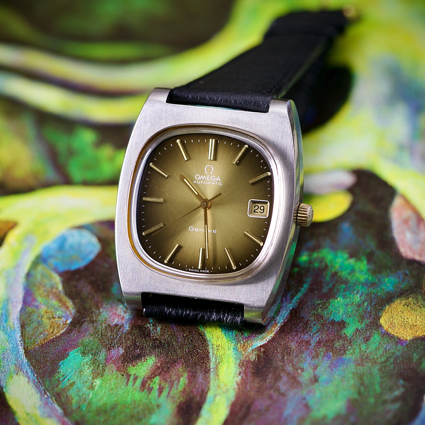 Omega Genève Automatic “TV Style” (1974) – Green Gradient Dial