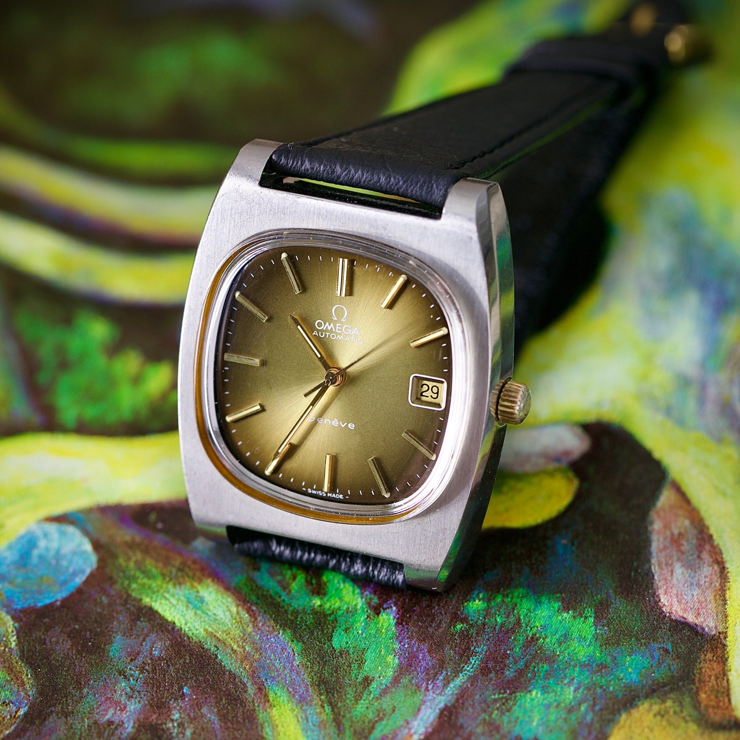 Omega Genève Automatic “TV Style” (1974) – Green Gradient Dial