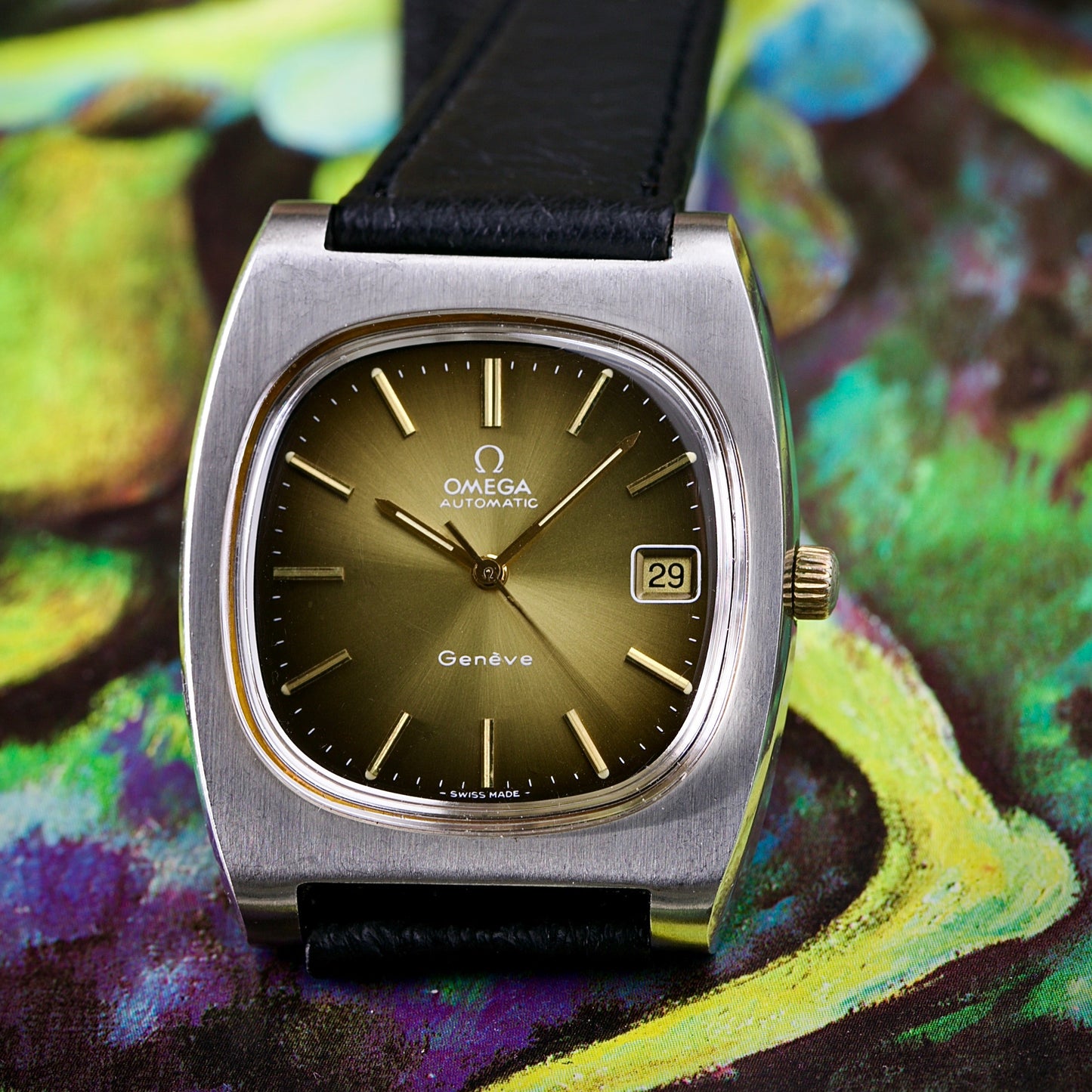 Omega Genève Automatic “TV Style” (1974) – Green Gradient Dial