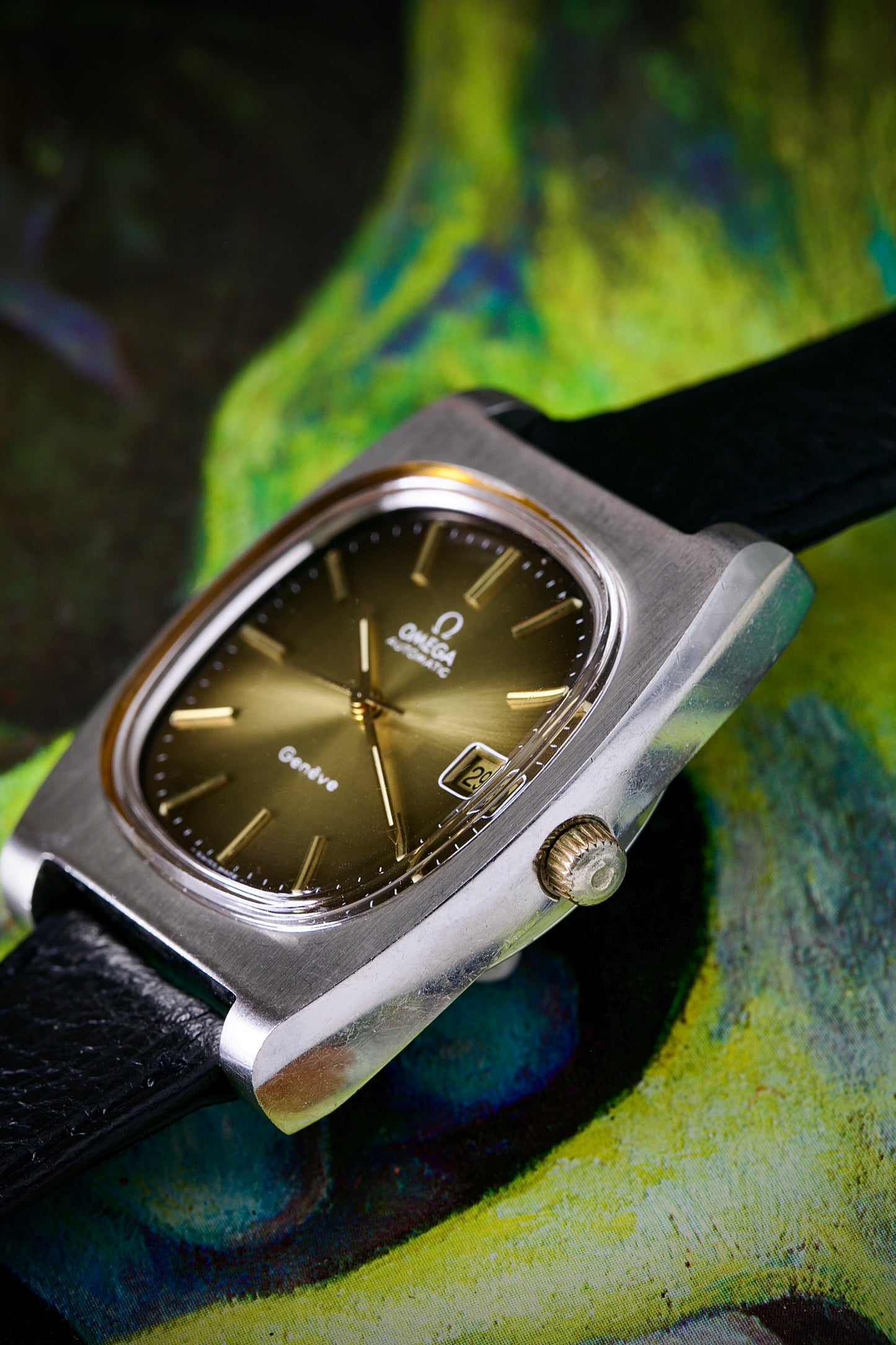 Omega Genève Automatic “TV Style” (1974) – Green Gradient Dial