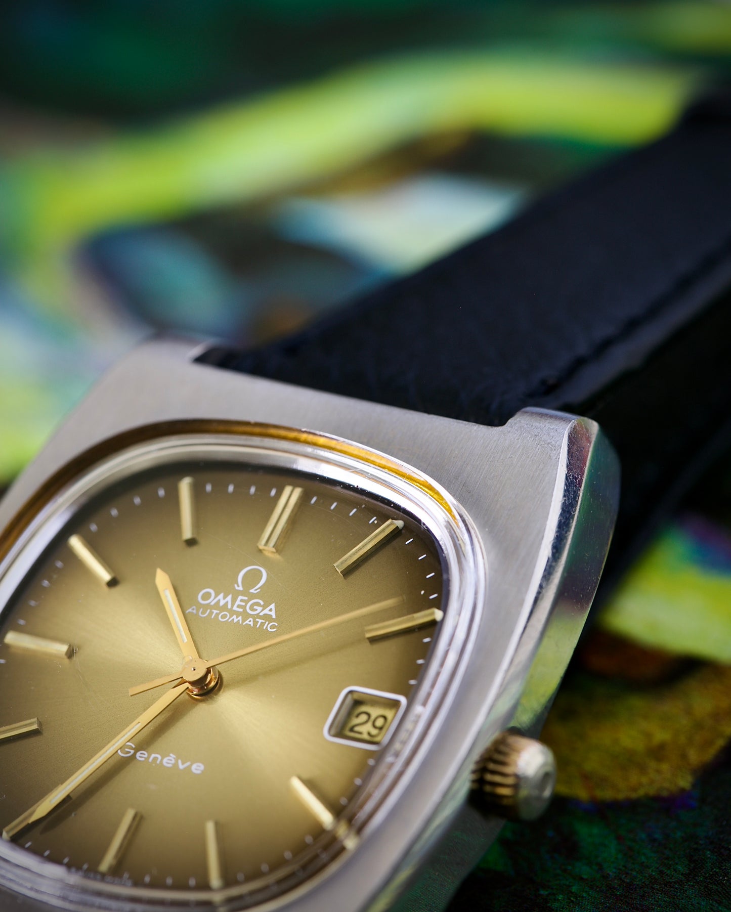 Omega Genève Automatic “TV Style” (1974) – Green Gradient Dial