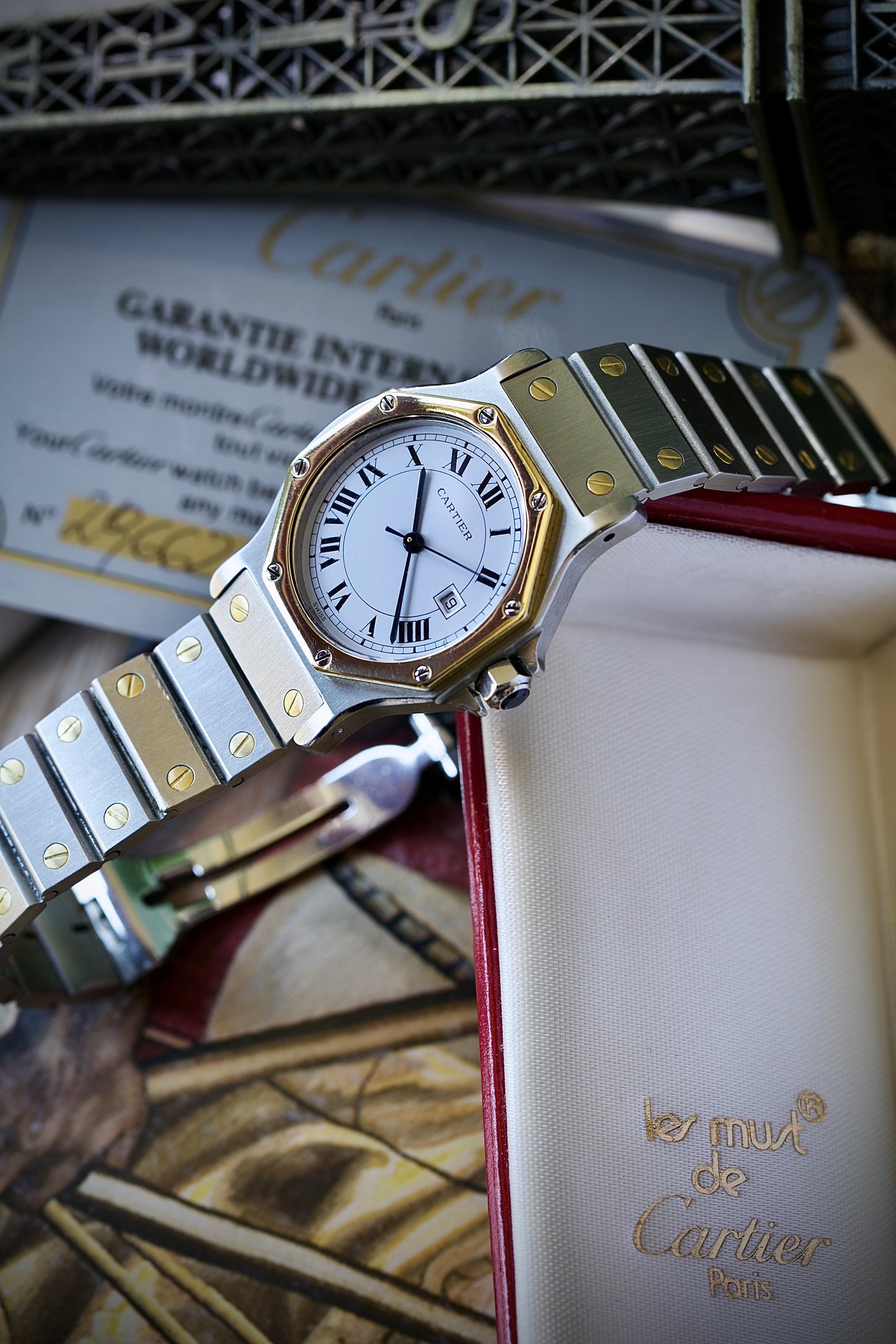 Cartier Santos Octagon Automático Ref. 2966 Estuche y Documentación (1981)
