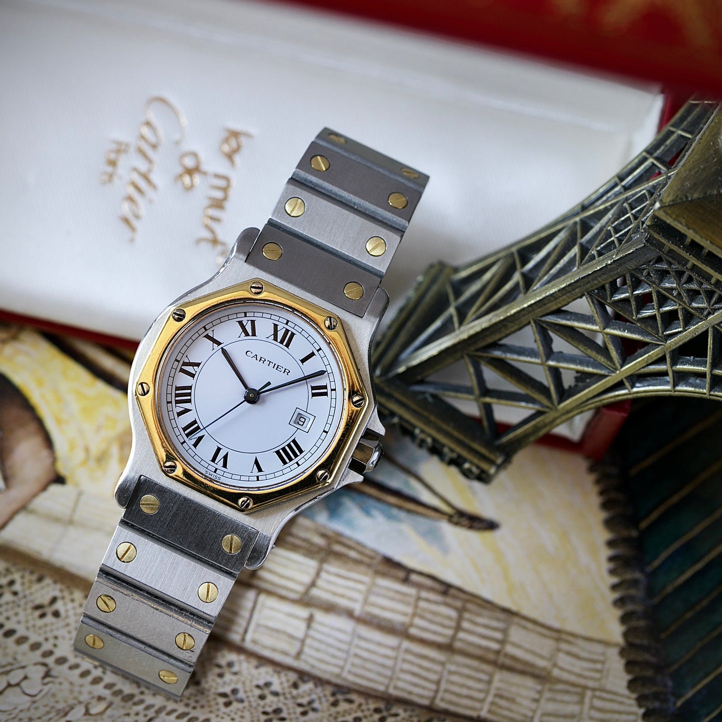 Cartier Santos Octagon Automático Ref. 2966 Estuche y Documentación (1981)