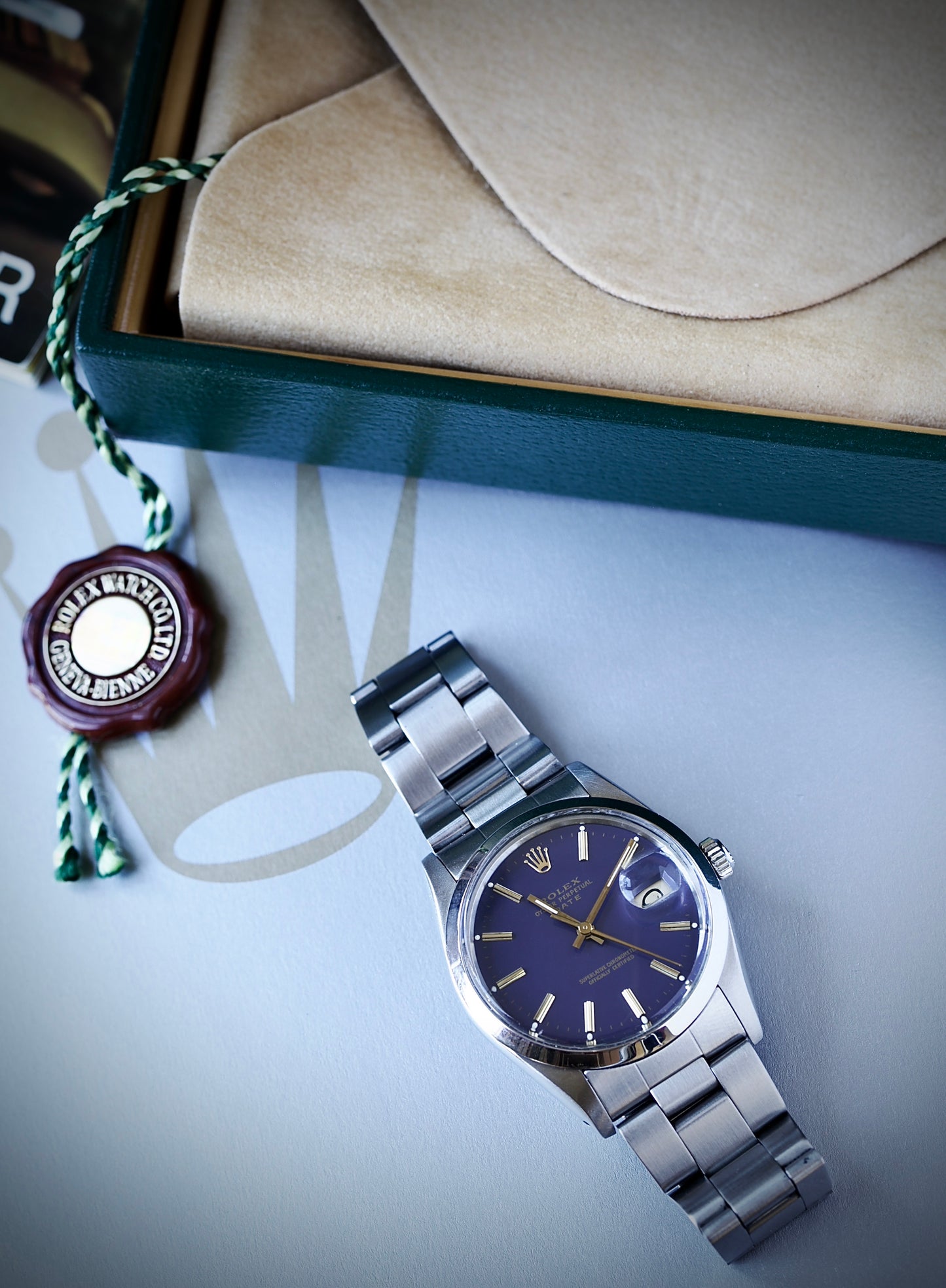 Rolex Oyster Perpetual Date Automático 34 mm Azul – Año 1986 – Estuche Original Rolex