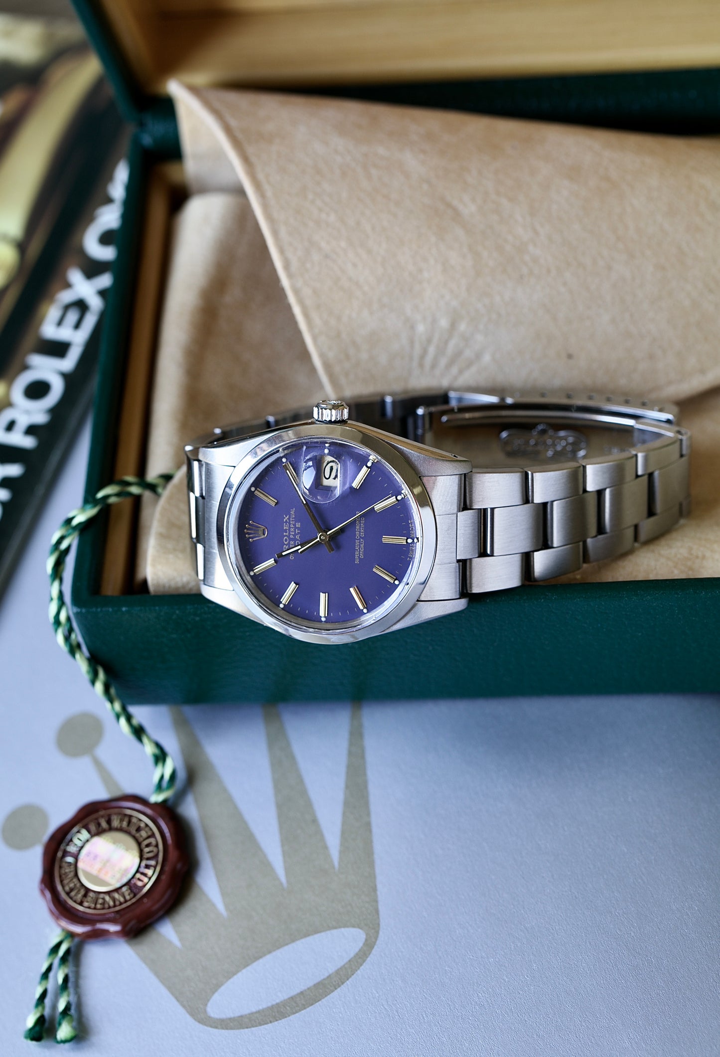 Rolex Oyster Perpetual Date Automático 34 mm Azul – Año 1986 – Estuche Original Rolex
