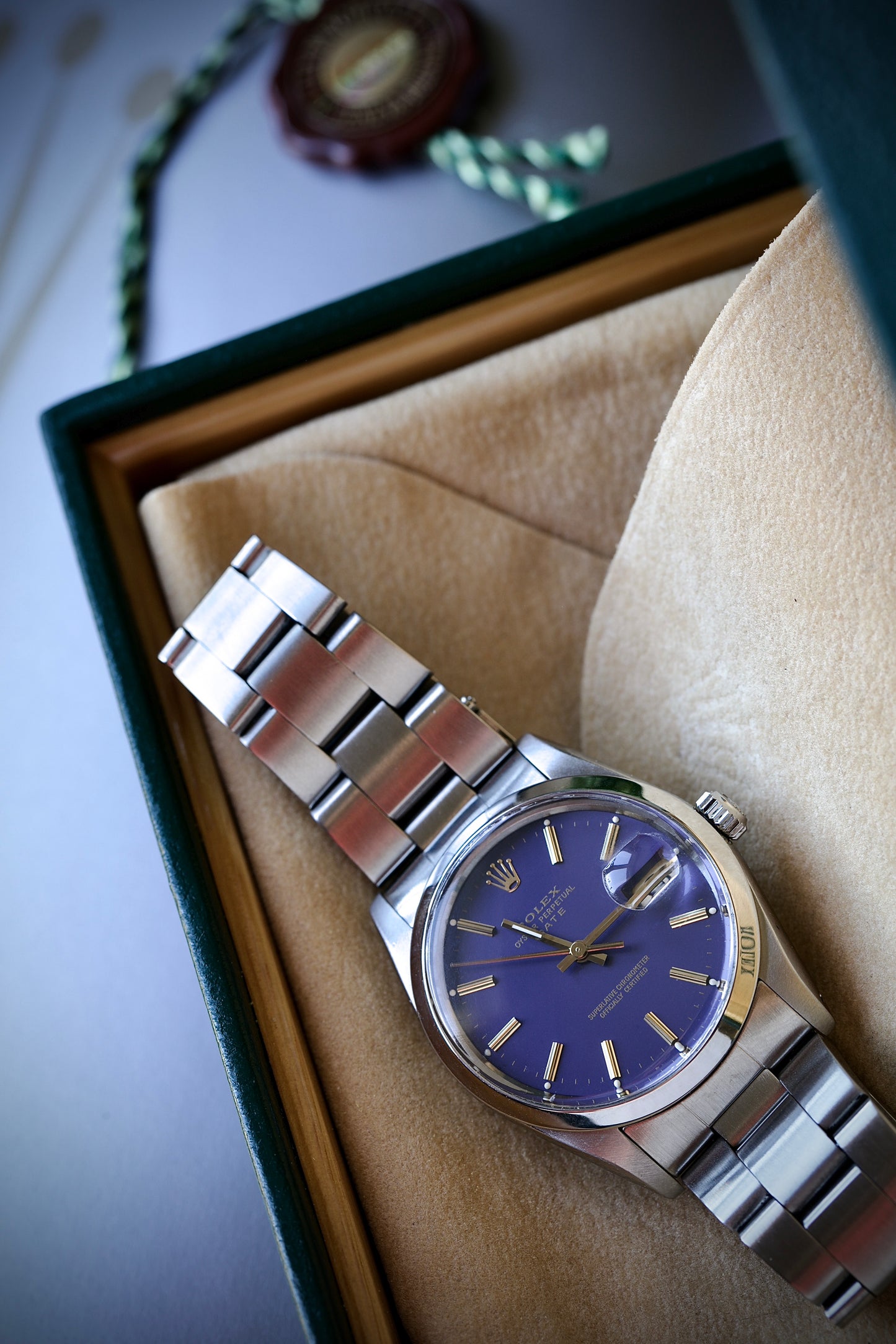 Rolex Oyster Perpetual Date Automático 34 mm Azul – Año 1986 – Estuche Original Rolex