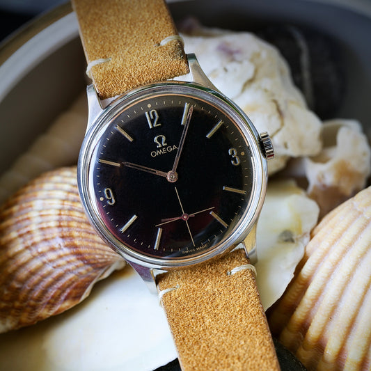 Omega Cuerda Manual Calibre 265 con Esfera Negra Restaurada |35 mm