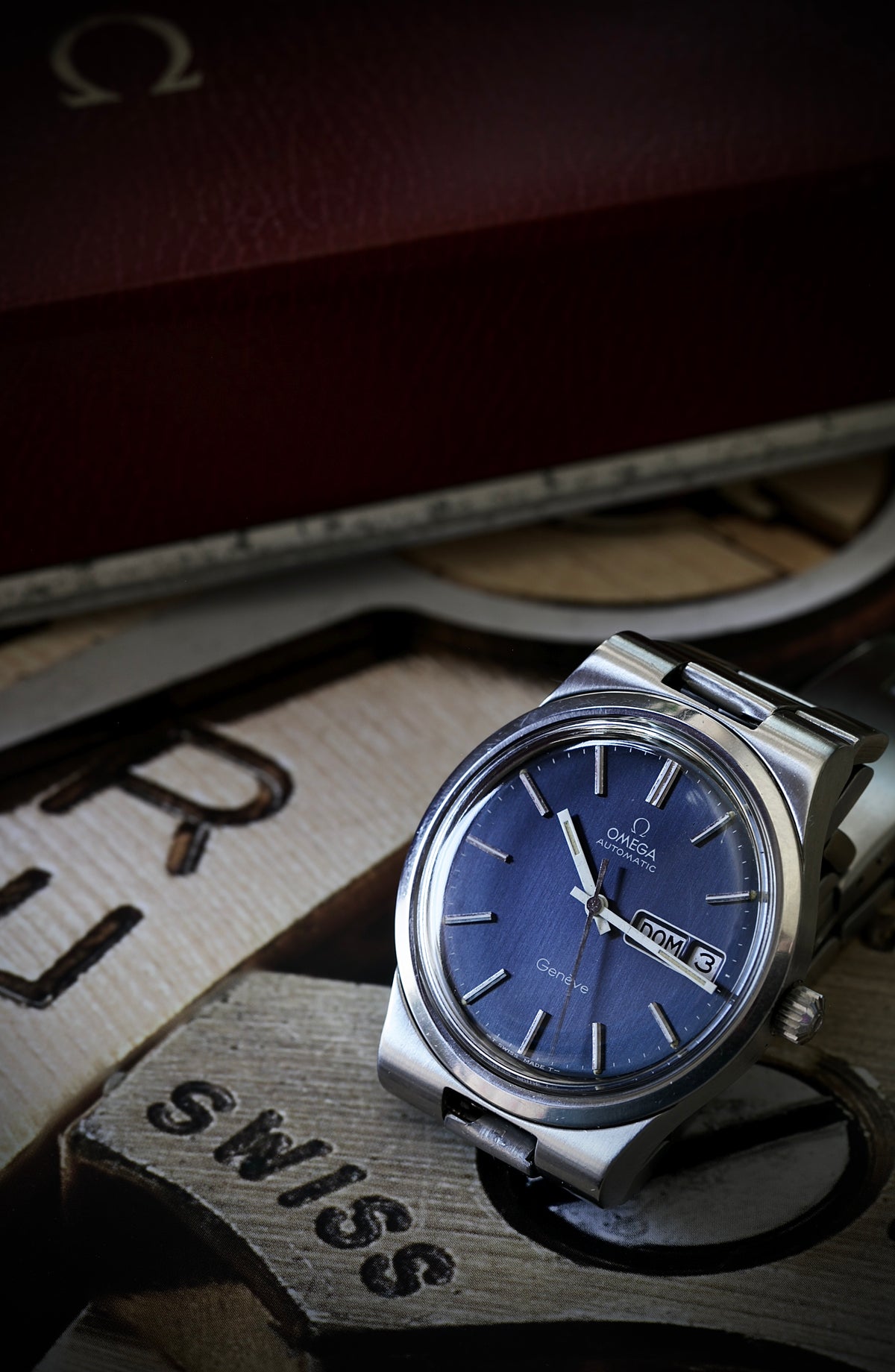 Omega Genève Ref. 166. 0174 Automático con Esfera Azul | Estuche Original Omega | Años 70