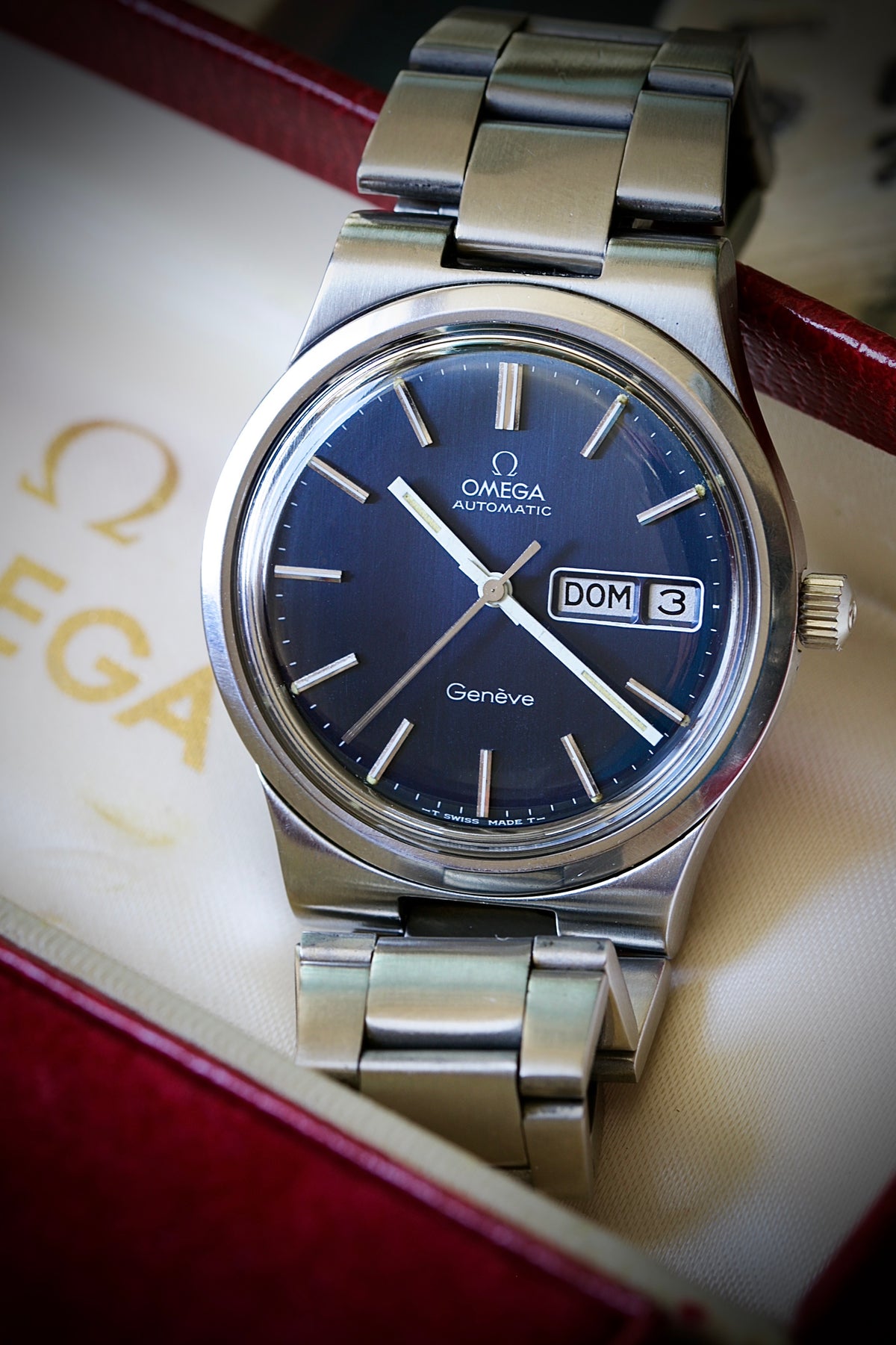 Omega Genève Ref. 166. 0174 Automático con Esfera Azul | Estuche Original Omega | Años 70