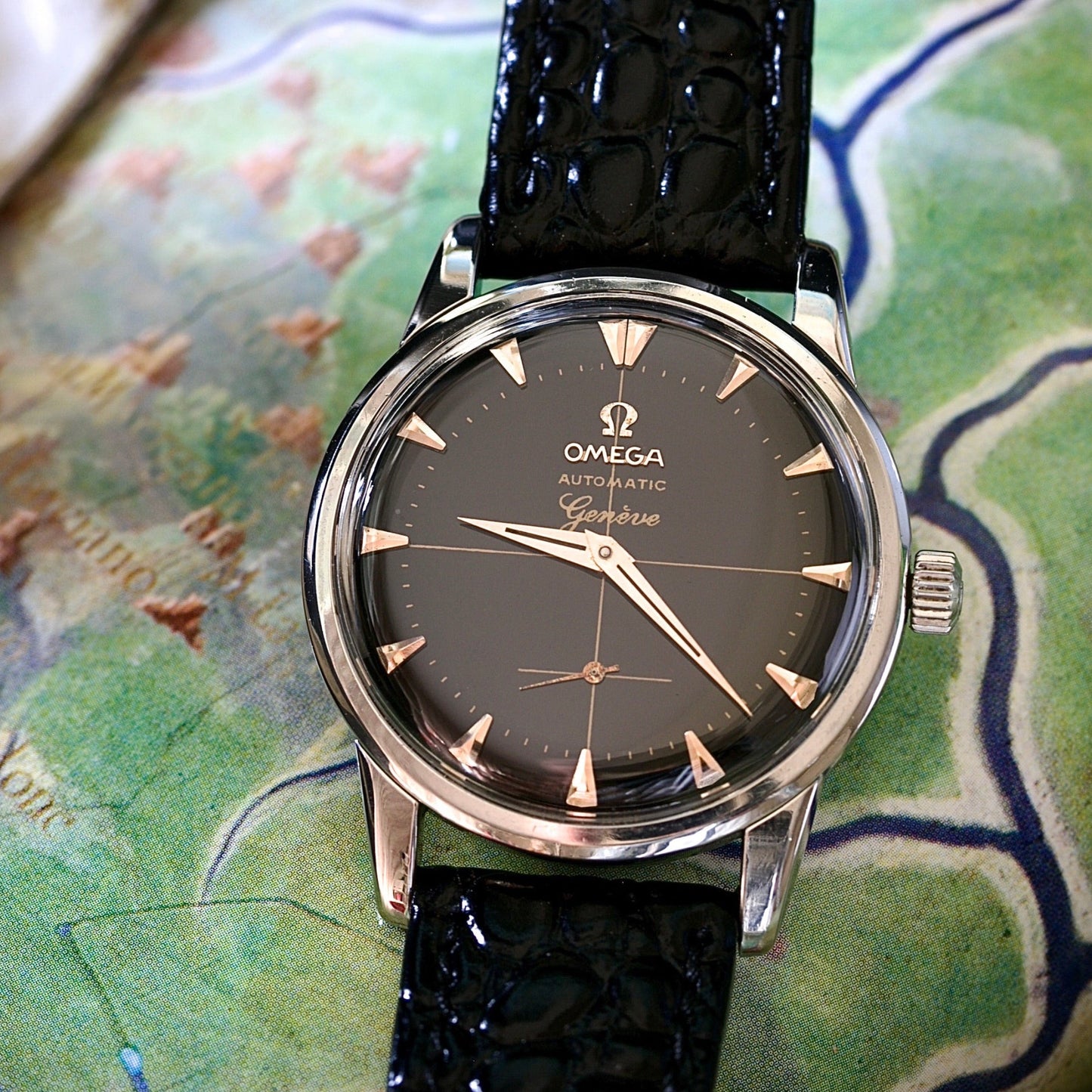 Omega Genève Automático 1958 – Esfera Negra Restaurada