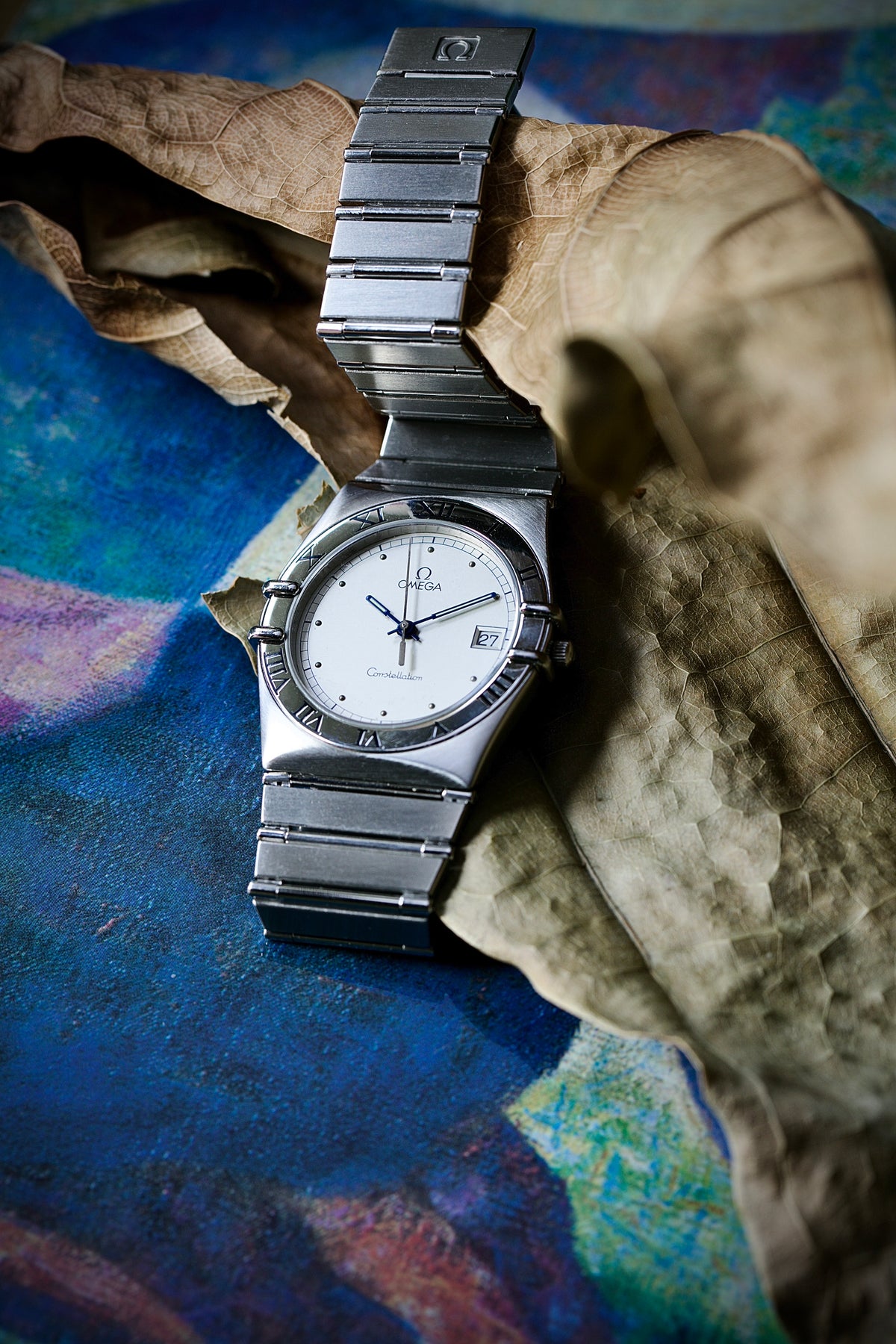 Omega Constellation Manhattan Ref. 396. 1070  – Silver Dial & Blue Hands- Year 1991
